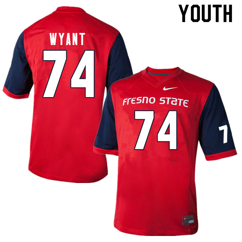 Youth #74 Alex Wyant Fresno State Bulldogs College Football Jerseys Sale-Red - Click Image to Close